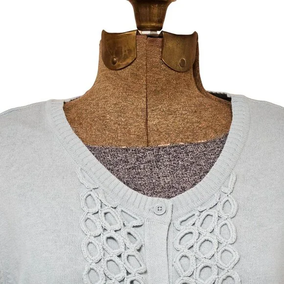 Liz Claiborne Light Blue Cotton Knit Sweater With Circle Design Womens Size 1X - Picture 10 of 11